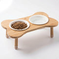 Elevated Dog Bowls for Small Dogs, Set of 2 Ceramic Dog Bowls with Stand | Screw-In Bamboo Legs, Pre-Drilled Holes, Anti-Slip Bamboo Stand, Easy to Assemble, Set of 2 Dog Bowls for Dogs up to 20 Lbs