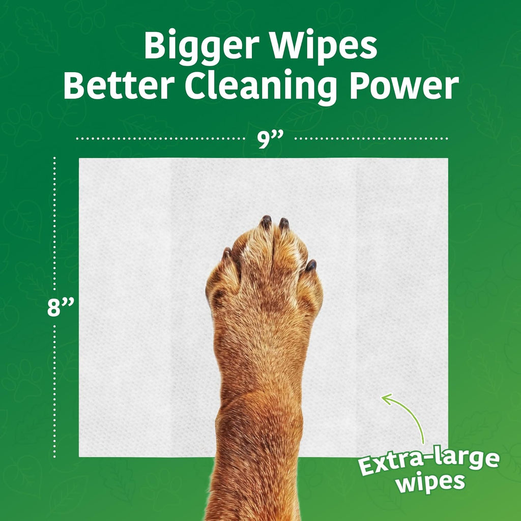 Naturals Pet Wipes for Dogs and Cats 100% Natural Plant Based with Organic Antioxidants, Dog Wipe Cleaning Deodorizing | Puppy Wipes | Dog Wipes for Paws and Butt(100Ct - 2 Pack)