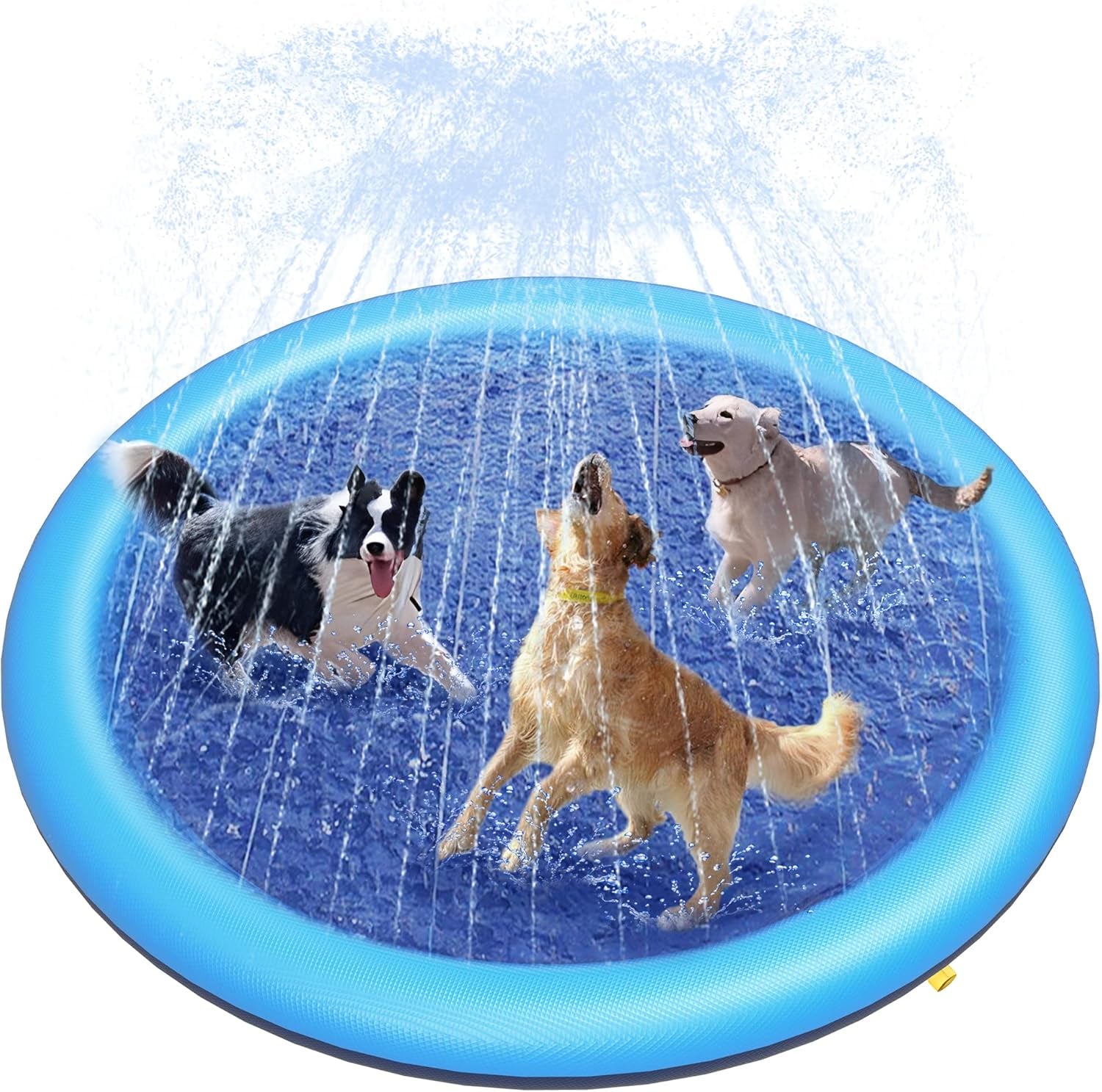 Dog Splash Pad 59" Anti-Slip Dog Pools for Large Dogs 0.58 Mm Thick Dog Sprinkler Water Toy