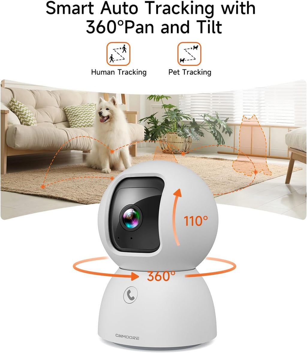 5G Pet Camera Indoor with Phone App, 3K Cat Dog Cameras with Speaker, Pan-Tilt Wifi Baby Monitor Camera for Home Security, Pet/Facial AI Detection Motion Tracking, 2-Way Talk, 2.4G/5G Wi-Fi