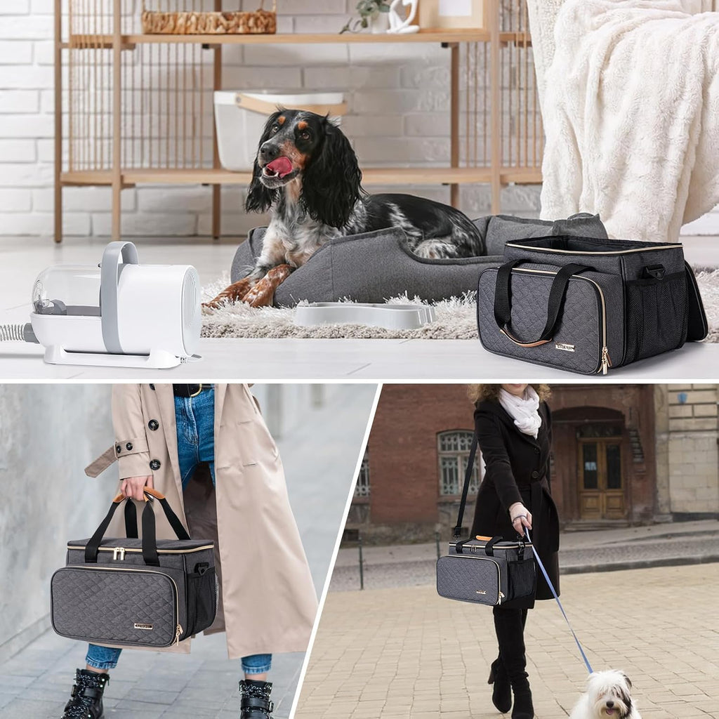Dog Grooming Vacuum Bag, Pet Grooming Kit Bag Perfect for Dog Hair Vacuum & Grooming Tool Kit Accessories- Grey