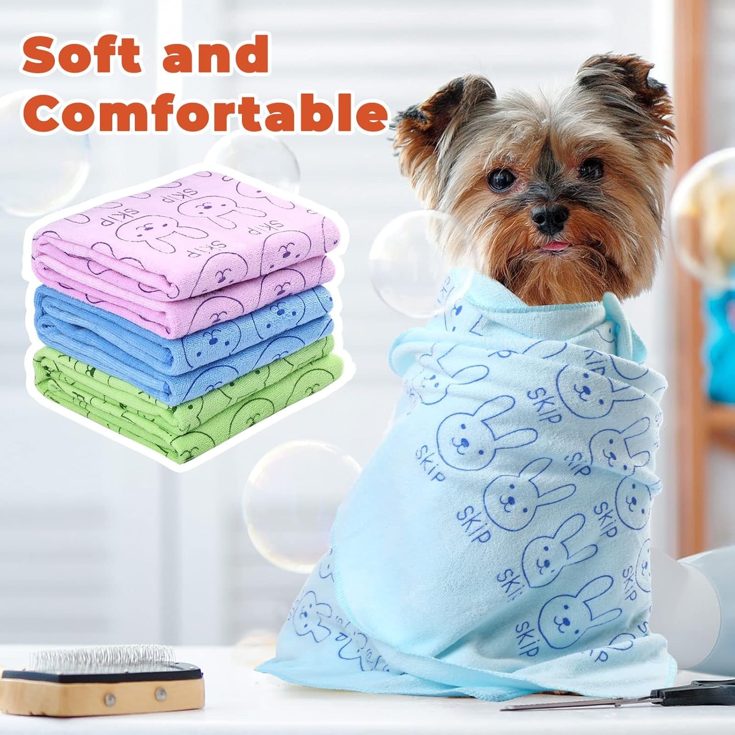 12 Pcs Microfiber Dog Towels for Drying Dogs Cats, 20 X 40 Inch, Quick Drying Absorbent Pet Puppy Towels for Small Puppy Dog Cat Kitten Pet, Grooming Bathing Shower Travel Supplies(Multicolor)