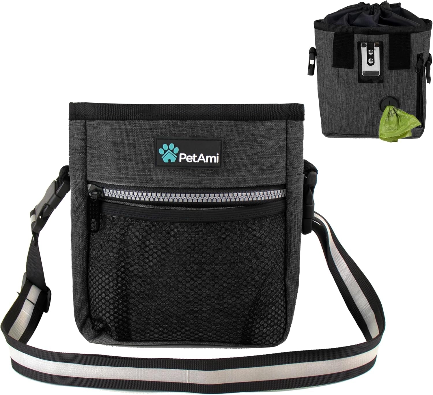 Dog Treat Pouch, Pet Treat Pouch for Training, Dog Walking Bag Holder for Kibbles, Pet Food Toy, Dog Trainer Essentials Supplies, Poop Bag Dispenser, 3 Ways to Wear (Green)