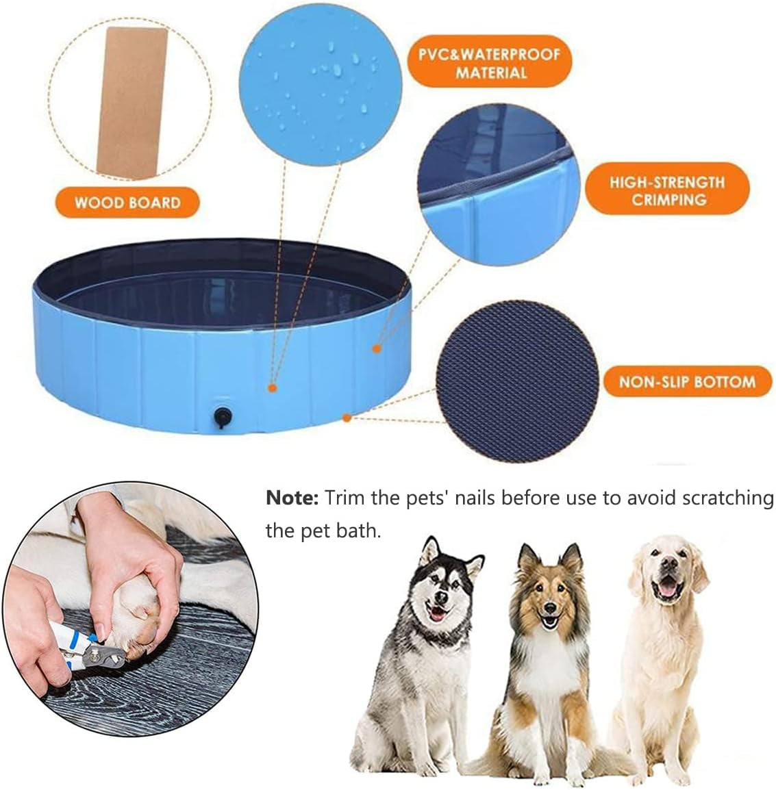 Dog Pool Foldable Dog Pool Pet Pool Swimming Pool Portable Suitable for Indoor and Outdoor Use (40X12In)