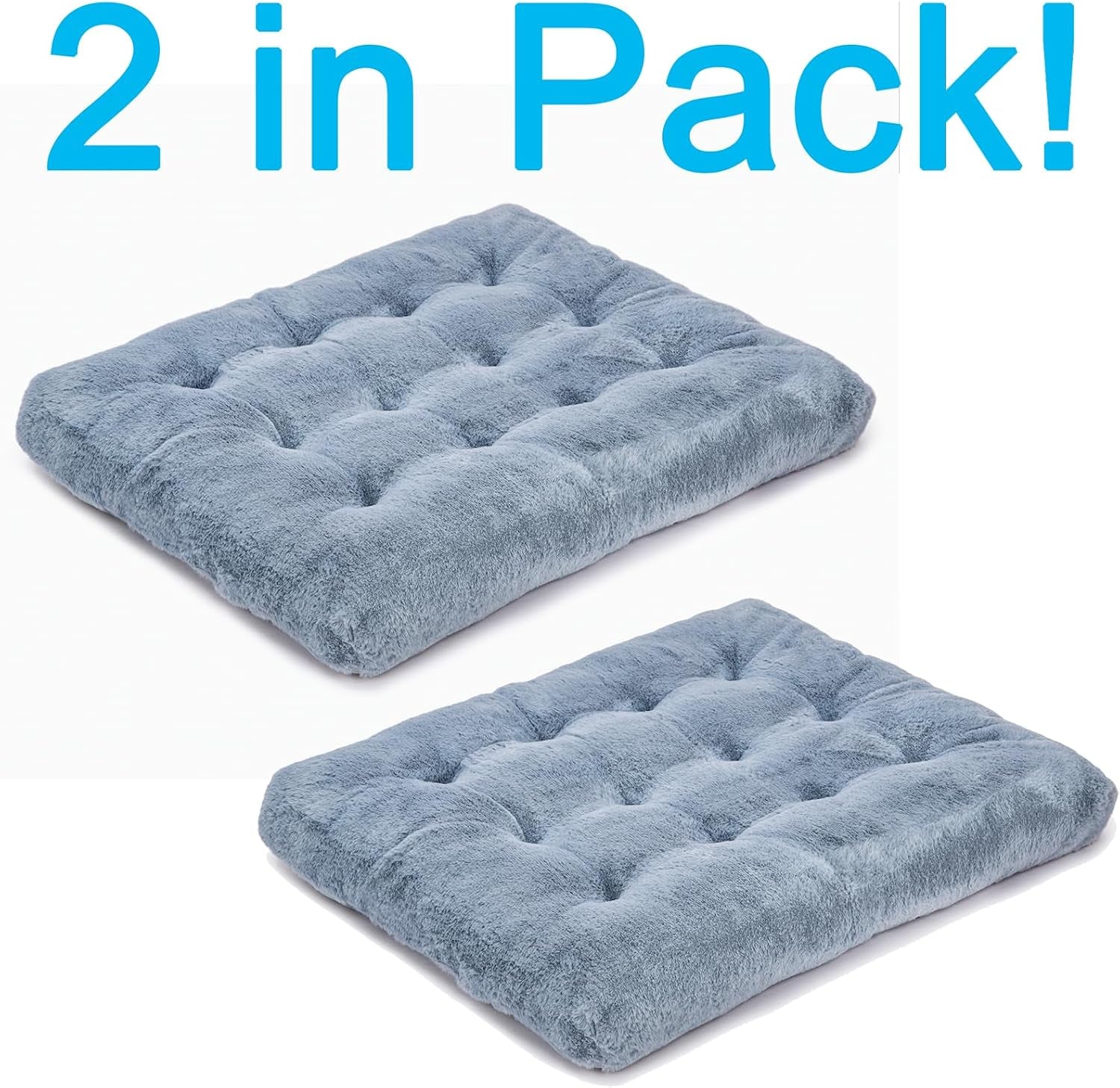 2 Pack Dog Bed, Washable Deluxe Plush Dog Crate Beds with Anti-Slip | Comfy Kennel Pad Pet Sleeping Mat for Large, Medium and Small Dogs