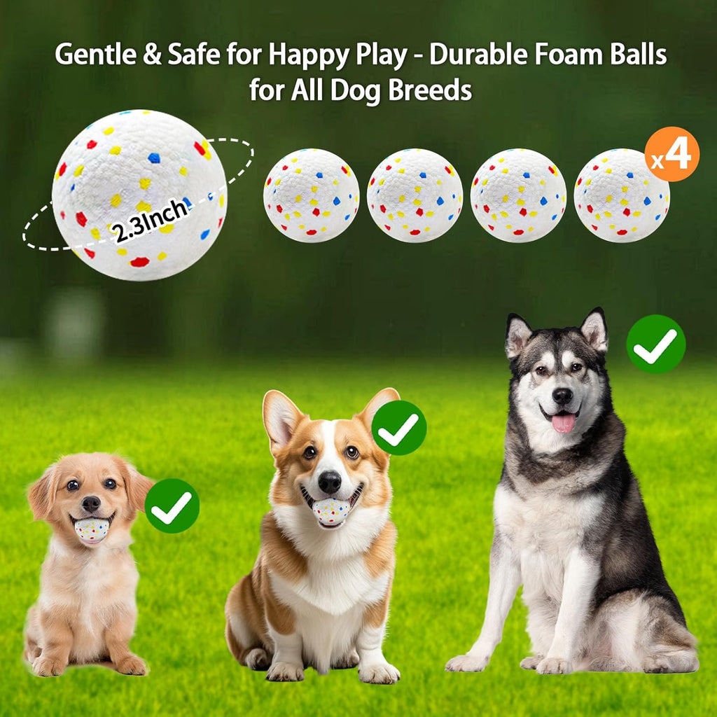 Automatic Dog Ball Launcher, Auto/Manual Paw-Activated Dog Ball Thrower, 3 Adjustable Distances Rechargeable Interactive Dog Toy, Indoor Outdoor Self Play Pet Toy with 4 Chew-Resistant Balls