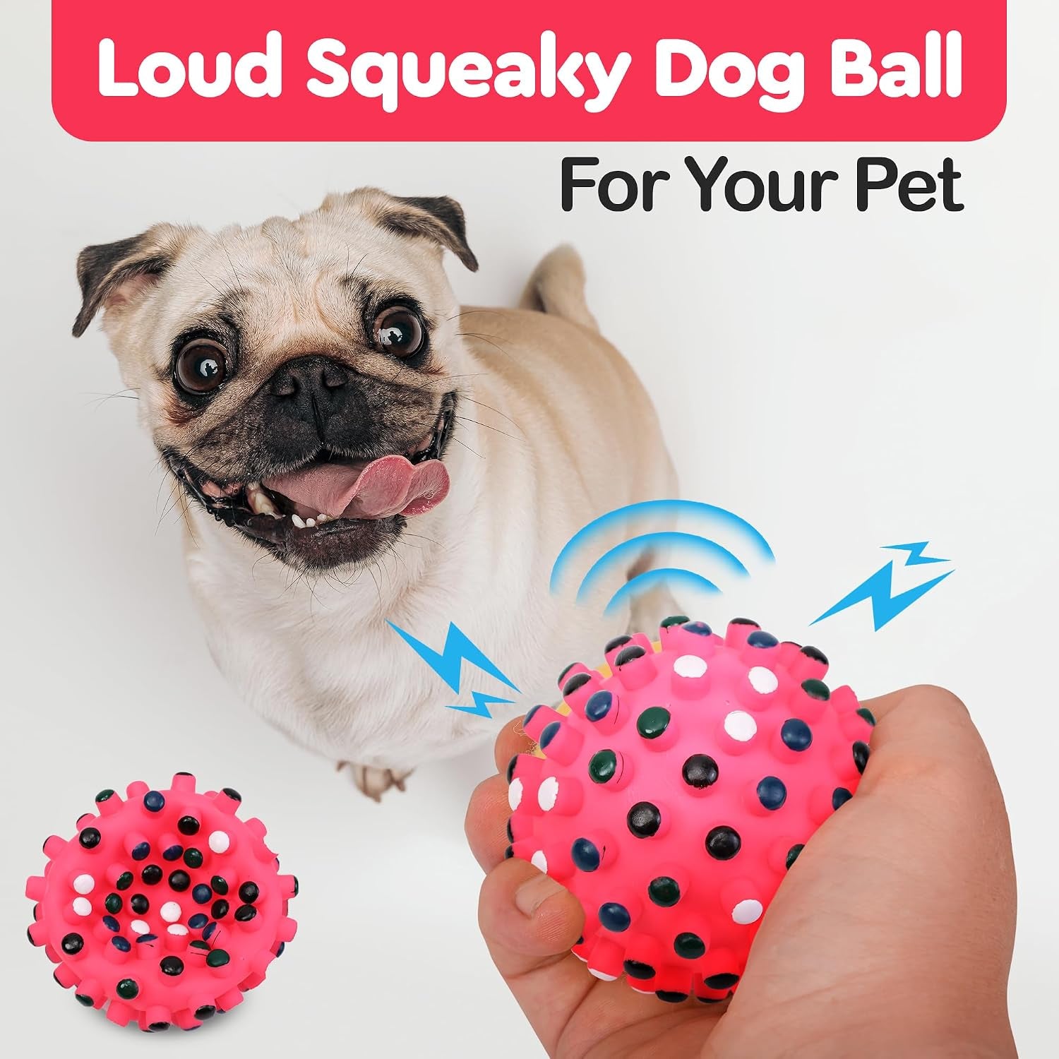 Vinyl Gumdrop Ball Dog Toy with Squeaker - Colorful and Interactive Dog Chew Toy, Floats in Water, Made from Durable, Non-Toxic Natural Rubber, Great for Dogs and Puppies, 5In, Assorted Colors