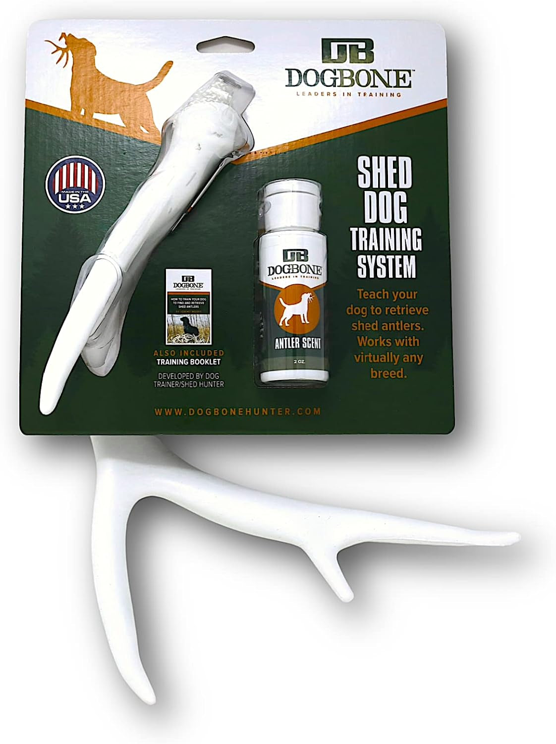 Shed Hunting Dog Training Kit – Train Your Puppy to Find Deer Antlers - Includes 2 Oz Scent for Nosework & Flexible Floating Dummy for Retrieving - Perfect for Whitetail Hunters