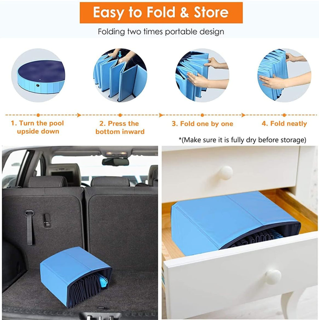 Dog Pool Foldable Dog Pool Pet Pool Swimming Pool Portable Suitable for Indoor and Outdoor Use (40X12In)
