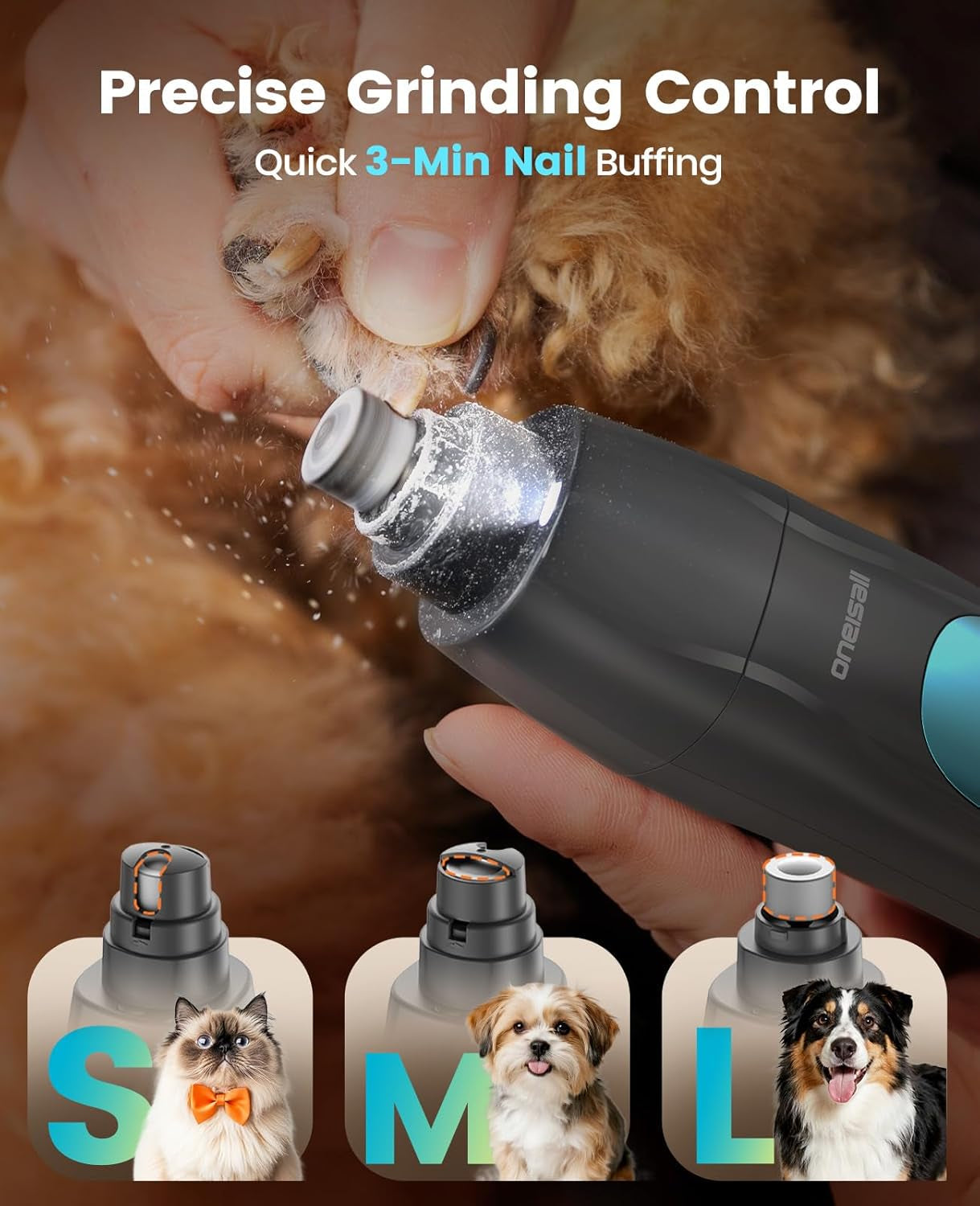Professional 4-In-1 Dog Grooming Kit with LED Light | Quiet Clippers & Nail Grinder, Cordless, 3.7 Hrs Runtime, LED Display, Safe for Paws, Face, Ears & Body