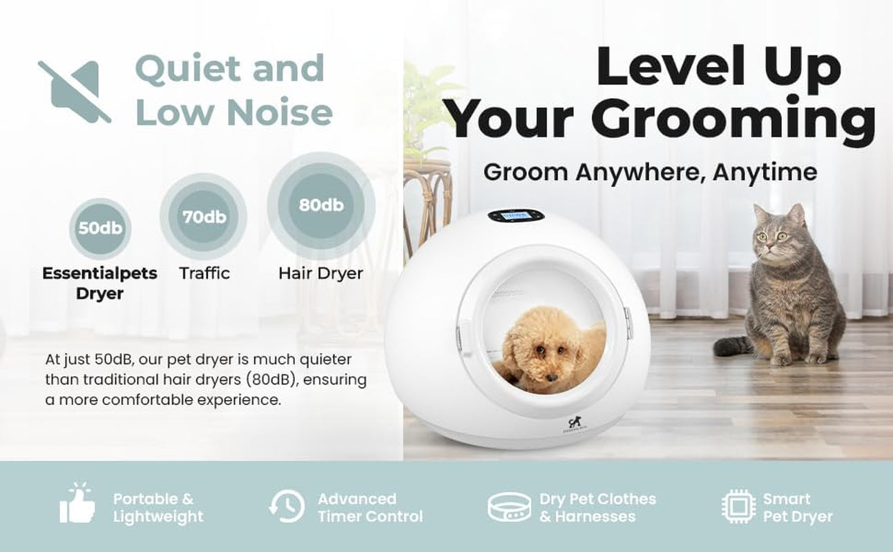 55L Smart Pet Grooming Dryer Box - Quick, Low Noise, Self Dry, Portable & Fast Hair Drying for Dogs, Cats, and Small Pets |Dries Pet Clothes| Temperature and Timer Control, Spa Treatment