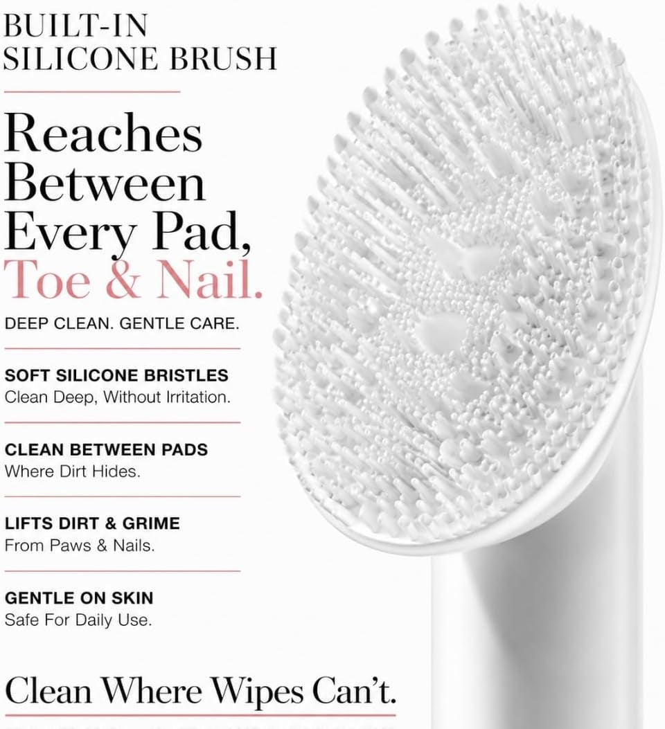 Dog Paw Cleaner, Dog Paw Wash, No-Rinse Foaming Paw Cleanser with Silicone Brush for Dogs & Puppies, Plant-Derived Formula for Sensitive Paws, 6.8 Fl Oz