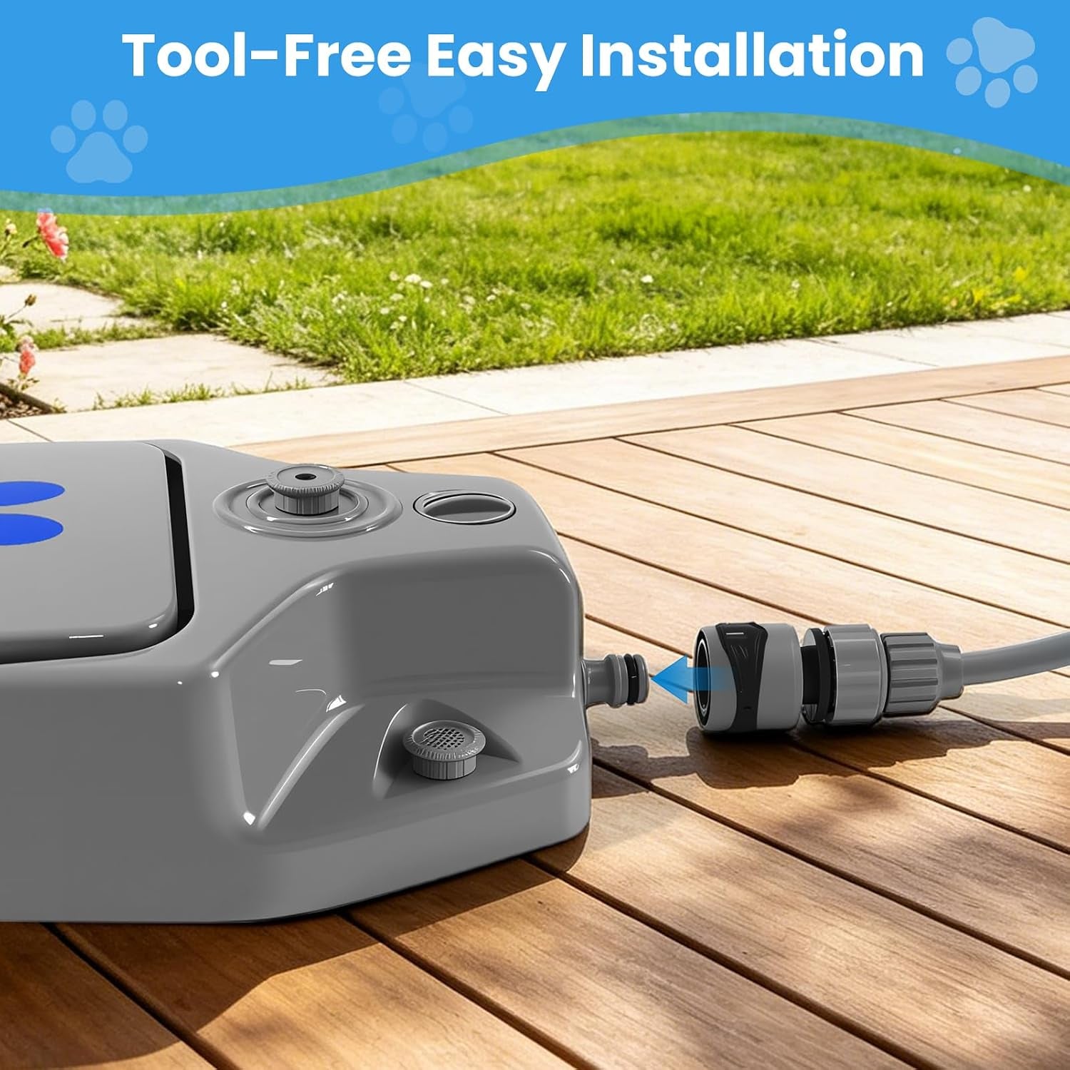 Outdoor Dog Water Fountain, Paw Activated Pet Water Dispenser, Step on Dog Sprinkler, Dog Drinking Station for Medium Large Dogs, Yard & Garden - Hose Connected, No Tank Design
