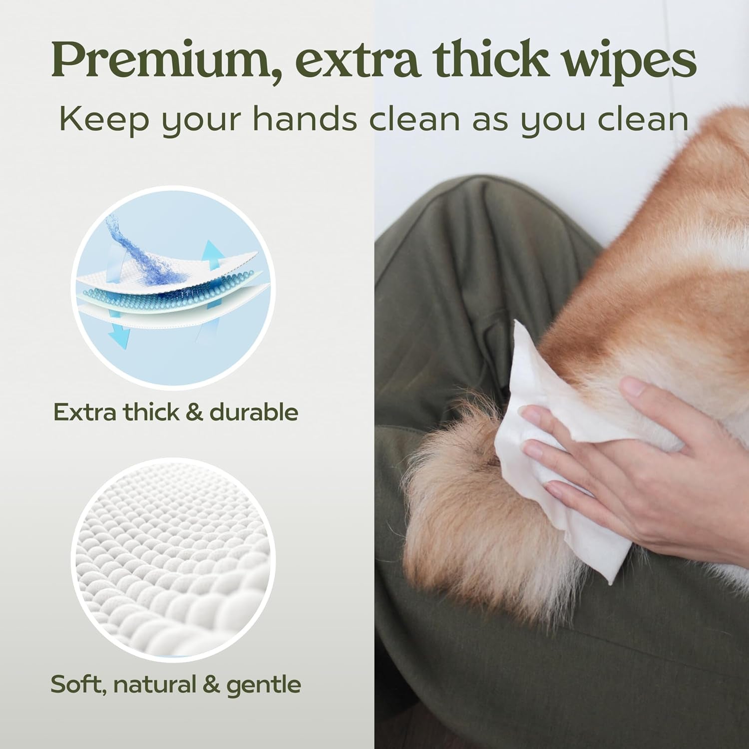 Dog Wipes, Unscented Pet Wipes, 2 Pack | Hypoallergenic Grooming Wipes for Eyes, Face, Butt & Paws; Clean, Deodorize and Tackle Tear Stain Wipes on Puppies