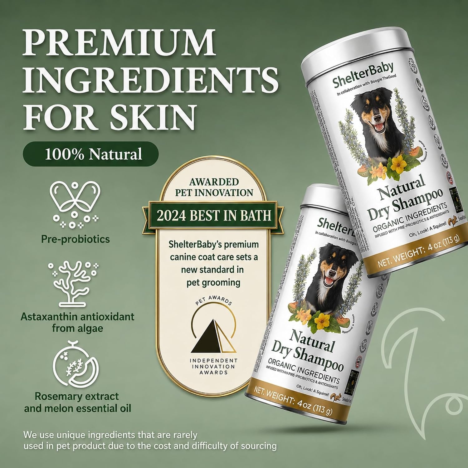 Dry Shampoo for Dogs – Antifungal Itchy Skin & Hot Spot Relief, Yeast Infection & Paw Licking Treatment, Dog Powder with Allergy Support & Odor Relief