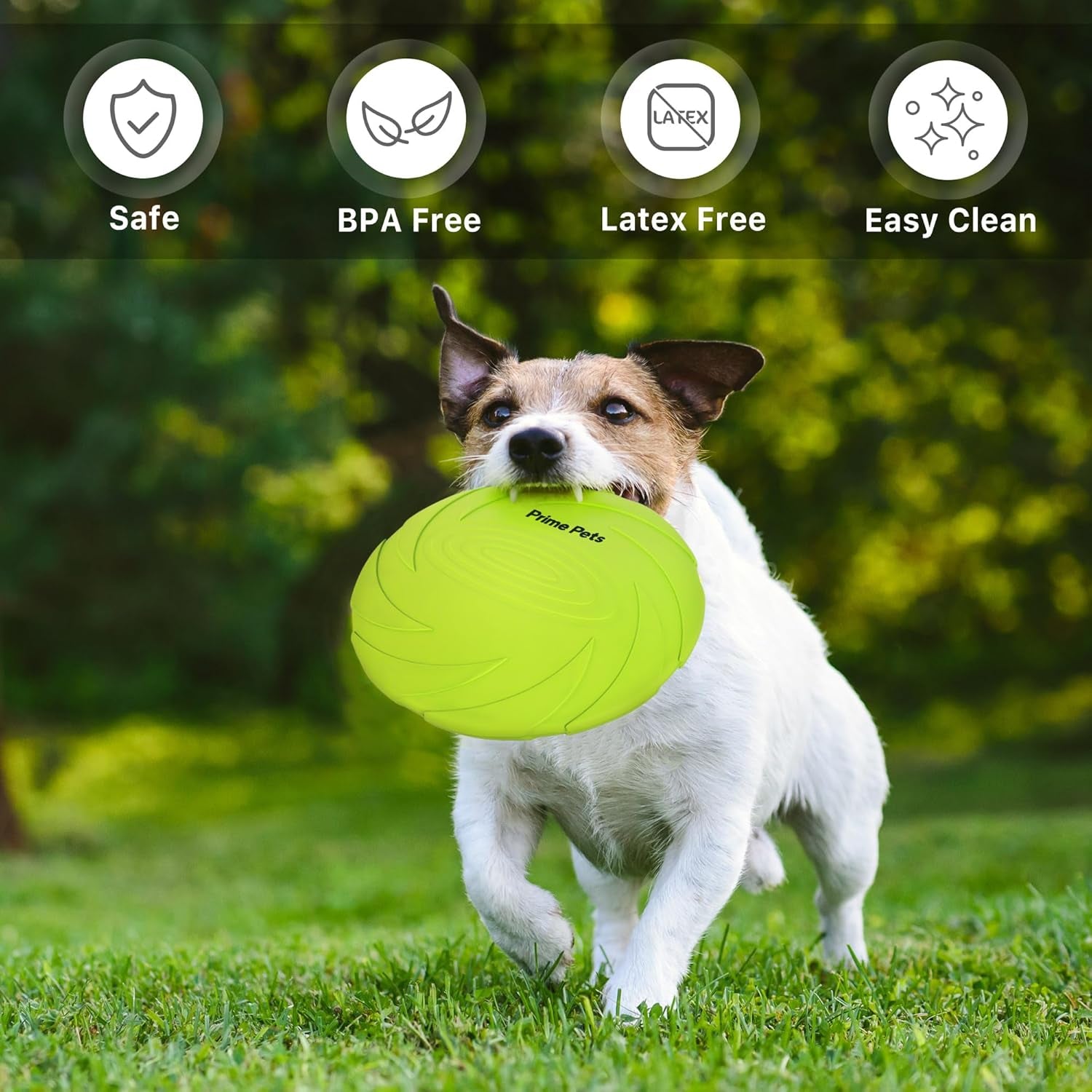 Prime Pets Dog Flying Disc, 2 Pack, 7 Inch, Durable Dog Toys, Nature Rubber Floating Flying Saucer for Water Pool Beach, Orange and Green