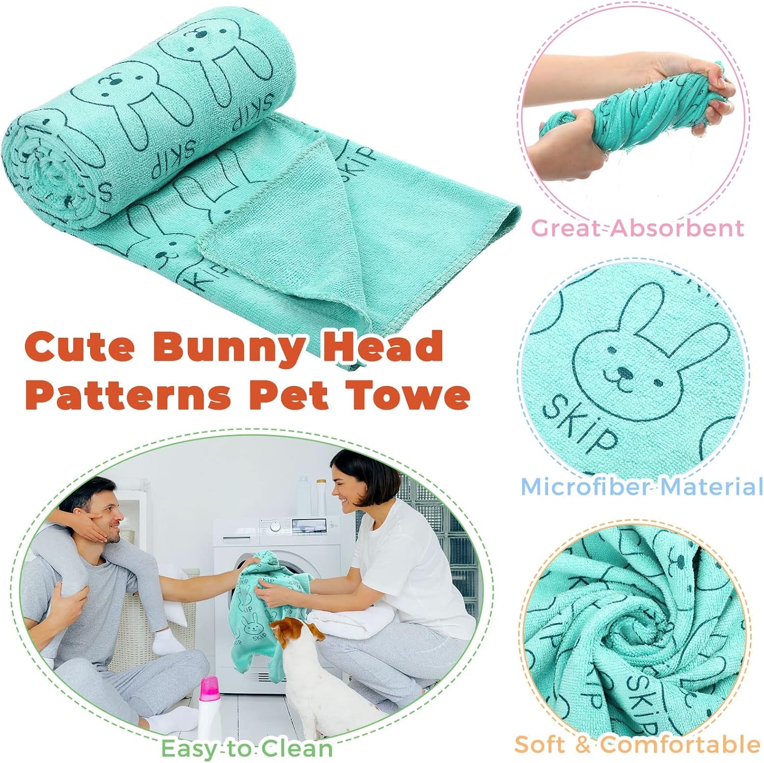 12 Pcs Microfiber Dog Towels for Drying Dogs Cats, 20 X 40 Inch, Quick Drying Absorbent Pet Puppy Towels for Small Puppy Dog Cat Kitten Pet, Grooming Bathing Shower Travel Supplies(Multicolor)