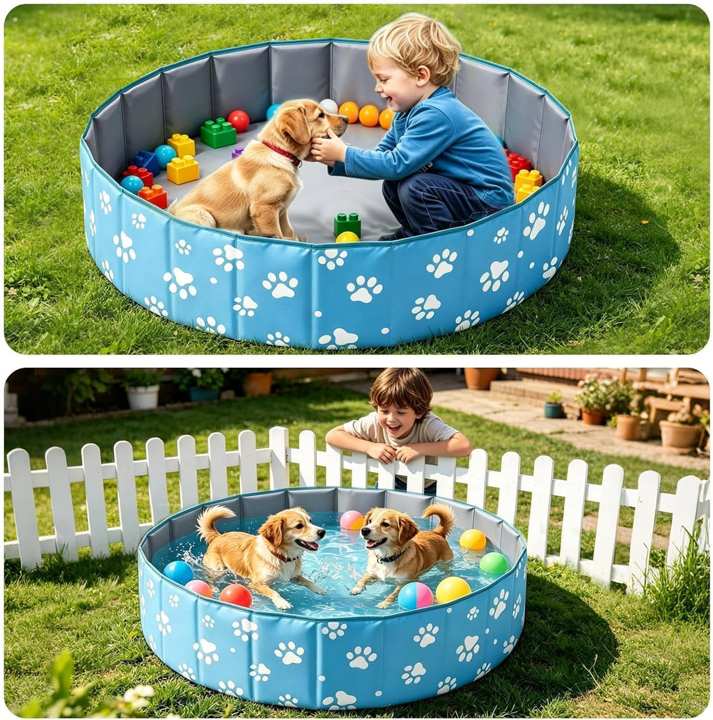 40-Inch Large Dog Ball Pit, Foldable Playpen for Dogs Cats Indoor Outdoor | Ball Pit for All Types of Dog Cat Breeds, Party Toys Gifts. Indoor Outdoor Pet Playpen(No Ball Included) (Blue)