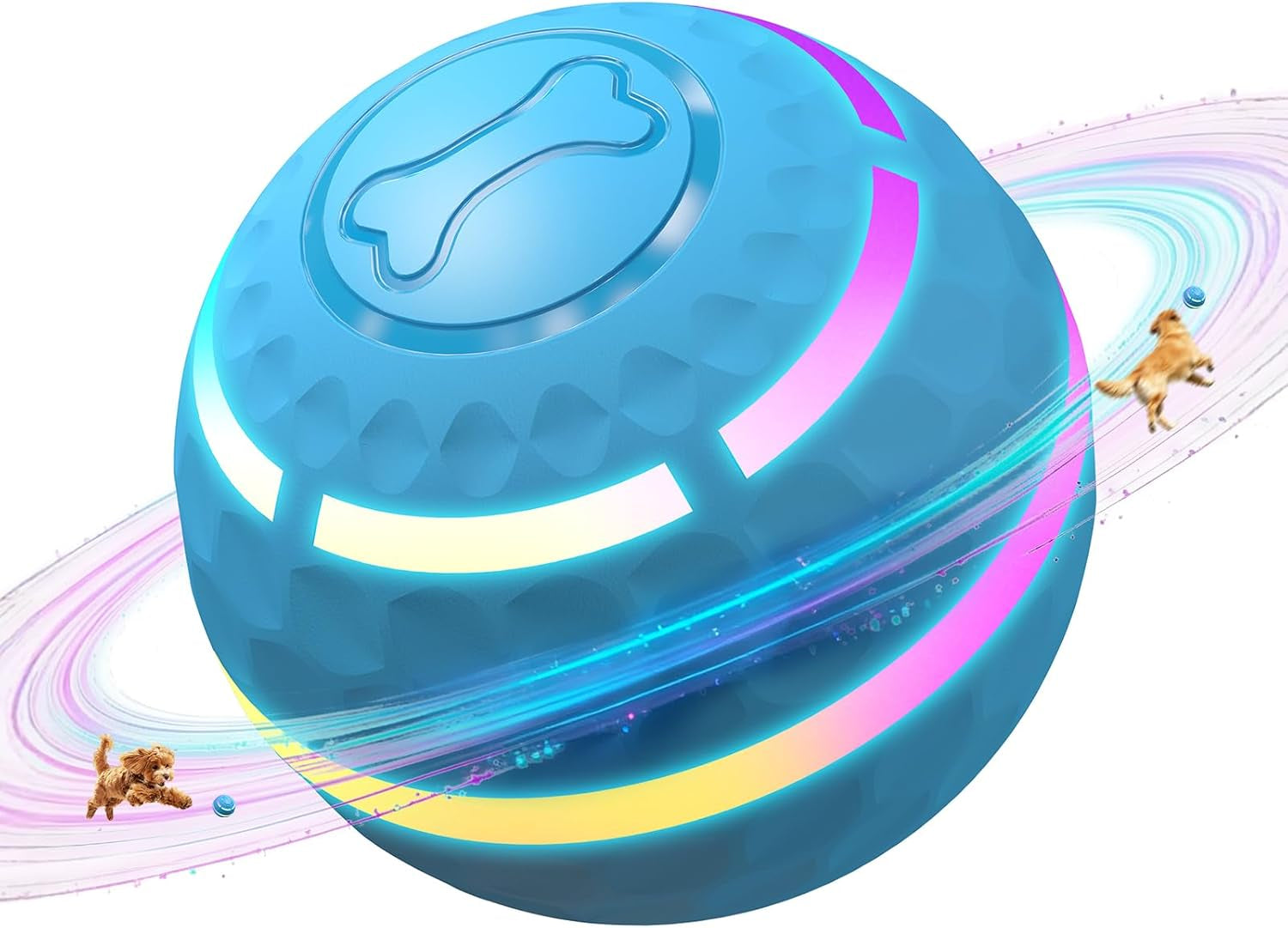 Interactive Dog Toys: Automatic Moving Dog Balls with LED Lights, Puppy Toy to Keep Them Busy, Shaky Dog Ball for Small,Medium,Large Dogs, Dog Toys for Aggressive Chewers,Rechargeable - (Blue)