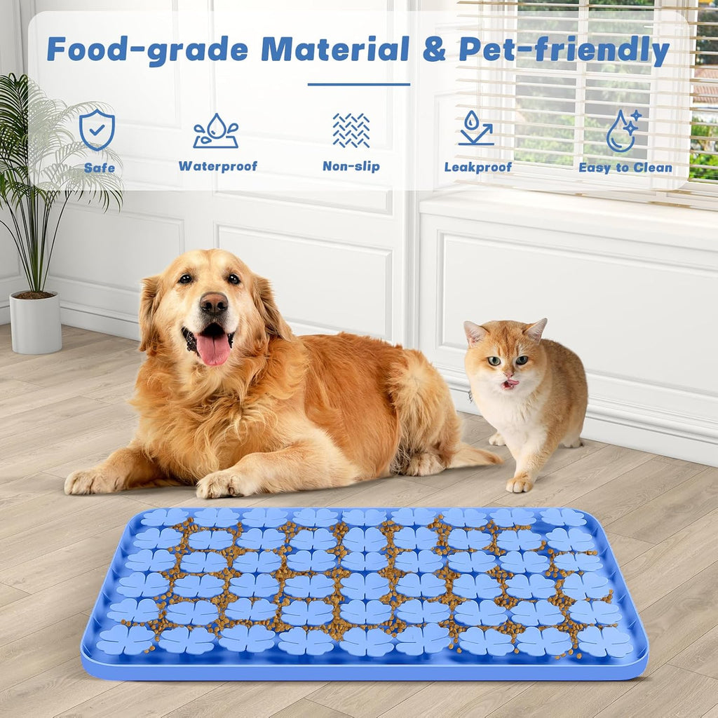 Dog Lick Mat, 23.6"X 15.7" Large Silicone Snuffle Mat with Suction Cups, Slow Feeder for Small Medium Large Dogs Slow Eating, Boredom Reducer (Blue)