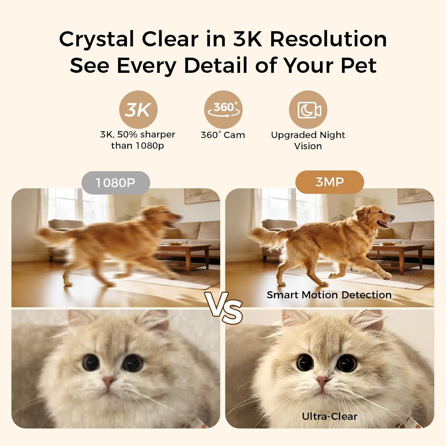 2026 3K Pet Camera Treat Dispenser, 32Ft Remote Tossing for Dogs & Cats – Reduces Separation Anxiety, 360° View, Security Indoor Cam W/ Phone App, Barking Alerts, No Subscription, 5G Wifi, Robot M3