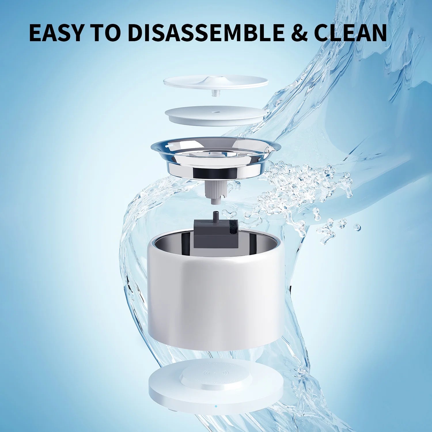 Pet Fountain,Cat Water Fountain,Stainless Steel Cat Dog Water Fountain with Wireless Pump,App Control, Ultra Quiet & LED Indicator
