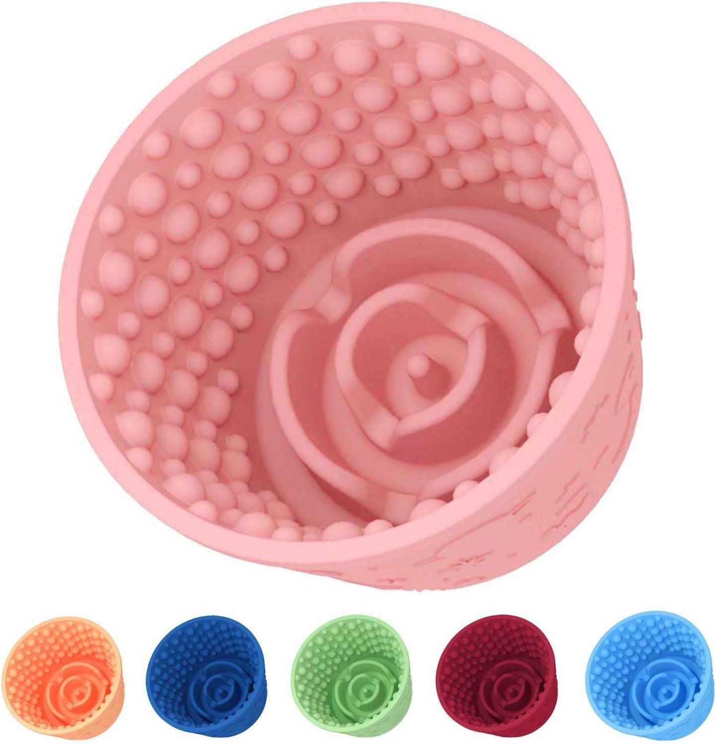 Dog Slow Feeder Lick Bowl, Non-Slip Dog Licking Treat Dispenser, Slow Feeder Bowls for Small Medium Large Breed Dogs, Anxiety Relief & Anti-Choking, BPA Free Silicone (Dark Blue, 1.6 Cup)