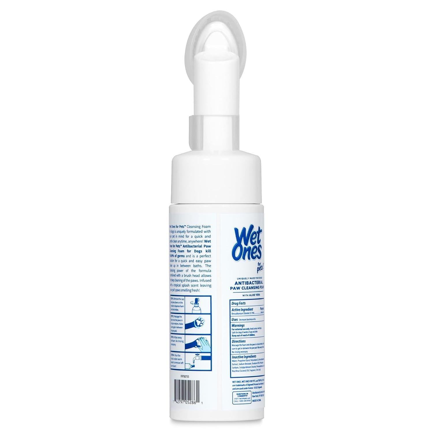 for Pets Antibacterial Dog Paw Cleaner with Built-In Brush, Foaming No-Rinse Formula for Cleaning Dirty Paws after Walks, Gentle Everyday Paw Wash for Dogs, 5 Oz - 2 Pack