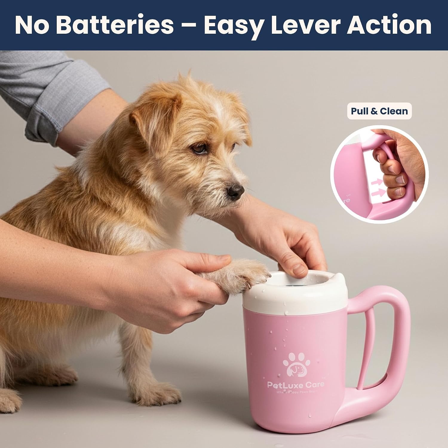Dog Paw Cleaner, Paw Washer Cup with Soft Silicone Bristles, Portable Dog Foot Washer, 4-In-1 Paw Cleaner Kit with Paw Balm, Microfiber Towel & Grooming Brush (Pink Small)