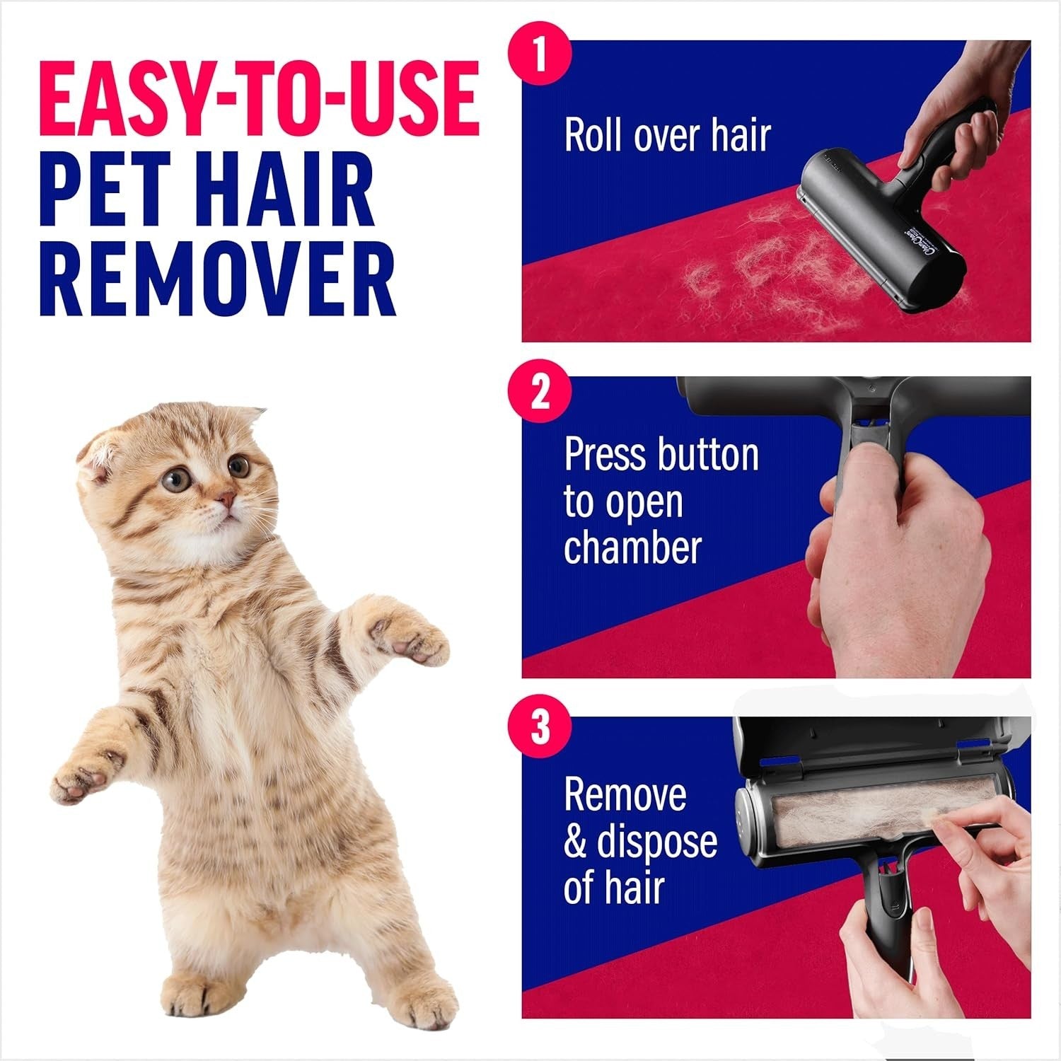 Pet Hair Remover – Size Reusable Lint Roller for Cat & Dog Hair on Furniture...