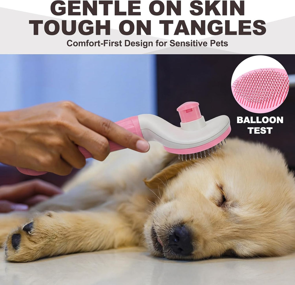 Dog Brush Grooming Kit 9 Pcs Kit with Pet Nail Clipper and File Cat Grooming Deshedding Undercoat Rake Comb for All Breeds Sizes Promotes Healthy Skin Coat(Fresh Color)