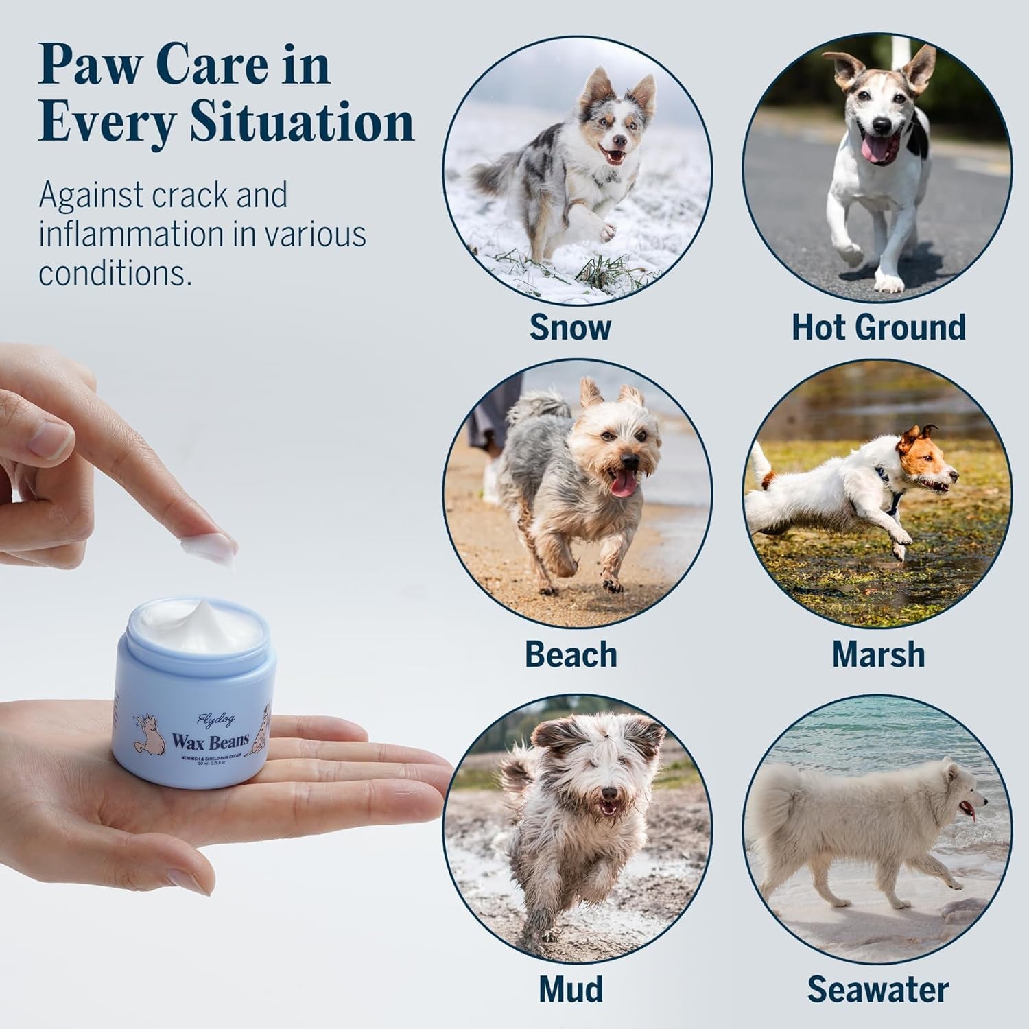 Lick-Safe Dog Paw Cream – Non-Greasy Paw Pad and Nose Balm for Dogs, Fast-Absorbing Avocado Plant Formula, Winter Paw Balm for Outdoor Dry Cracked Pads & Snout (50Ml)