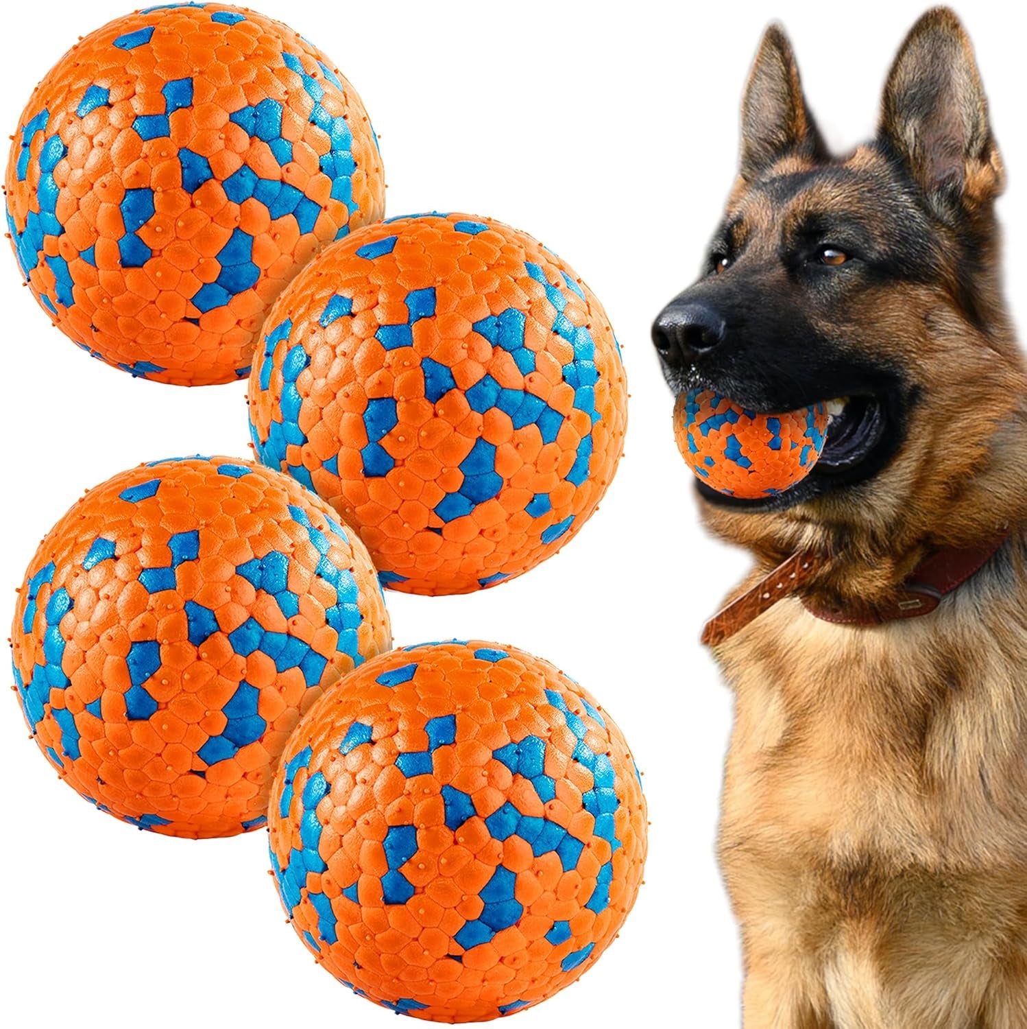 2Pcs Dog Balls, Tennis Balls for Dog Aggressive Chewers, for Large Medium Small Puppy, Training Catch&Fetch, Water Floats Toys, Orange