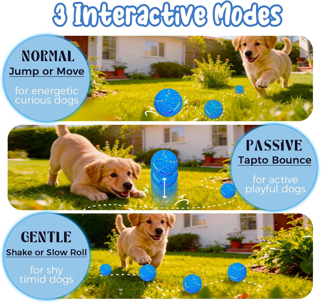 Interactive Dog Ball Automatic Motion Activated 3 Modes | Motion Activated Rolling & Bouncing, Durable ETPU Dog Toy for Small Dogs, Keeps Dogs Busy & Reduces Boredom