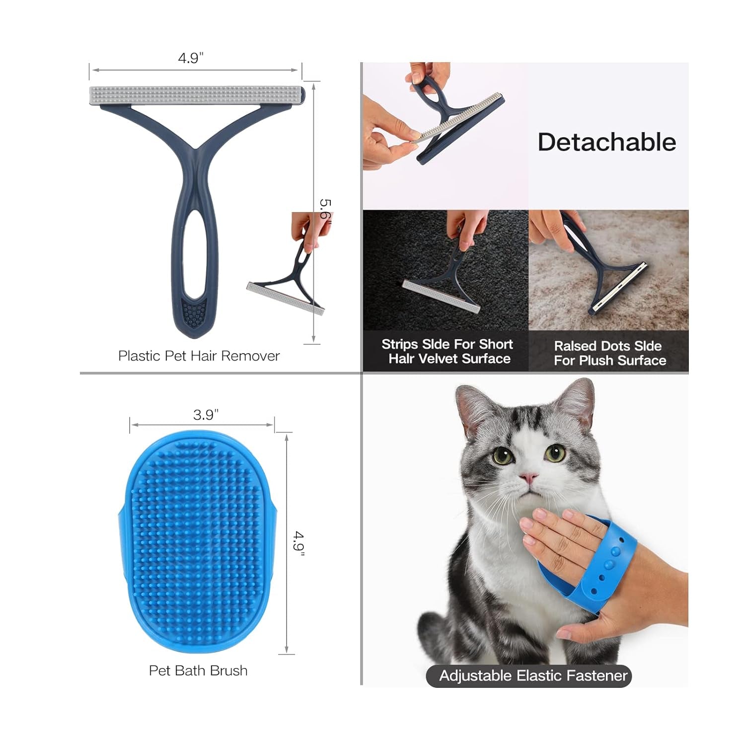 7‑In‑1 Pet Deshedding Tool, Dog Grooming Brush Set, Dog Brush Combo | Pet Deshedding Brush, Flea & Grooming Comb, Carpet & Bath Hair Remover