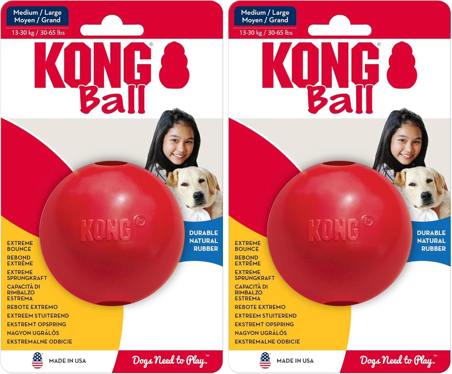 Ball with Hole - Durable Dog Fetch Toy for Training, Interactive Playtime & More - Classic Natural Rubber Ball - Red - for Large/X-Large Dogs