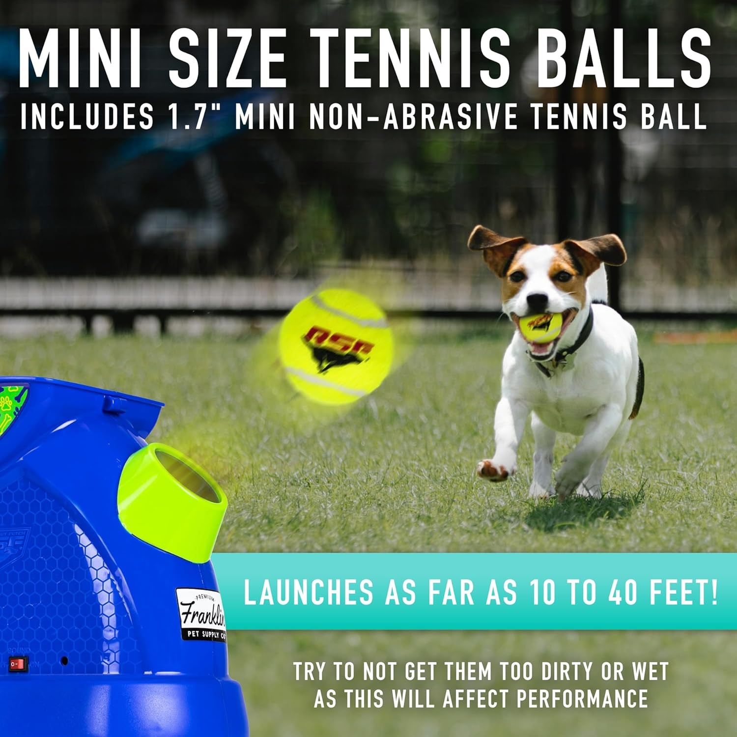 Franklin Pet Supply Co. Ready Set Fetch Mini Automatic Tennis Ball Launcher Dog Toy - Electronic Mini Tennis Ball Thrower for Fetch + Playtime - Launches up to 40 Feet - Interactive Dog Toy