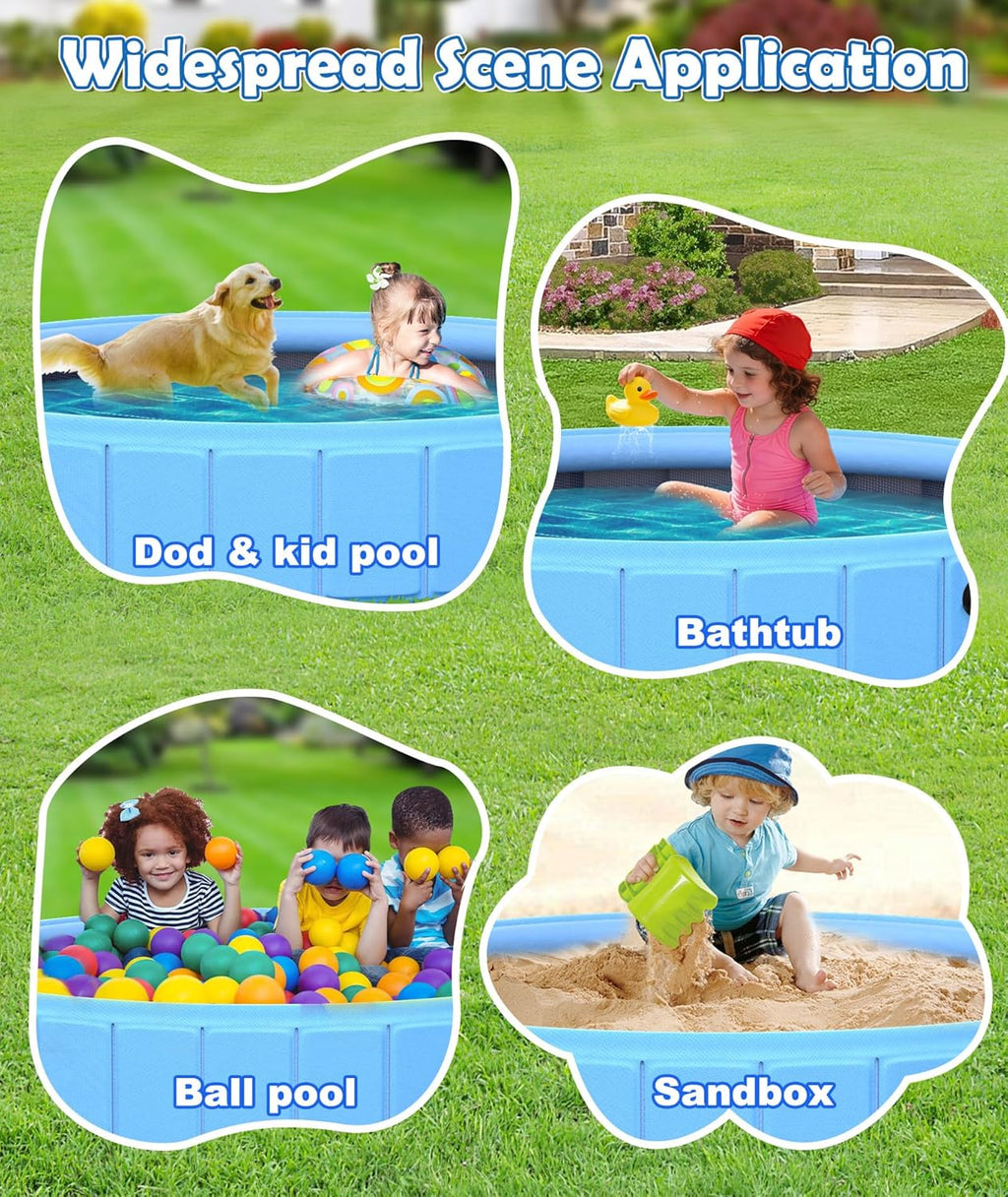 Foldable Dog Pool with Sprinkler, Large Non-Slip PVC Pet Bath, 79 Inch | 2-In-1 Pet Bath and Sprinkler with Non-Slip Base for Dogs and Kids, Ideal for Backyard Cooling, Bathing and Summer Water Play