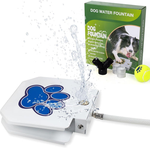 Dog Water Fountain Step On, Dog Sprinkler Paw Activated, Outdoor Water Fountain for Dogs, Drinking Water Toy, Upgrade Copper Valve Set, Blue