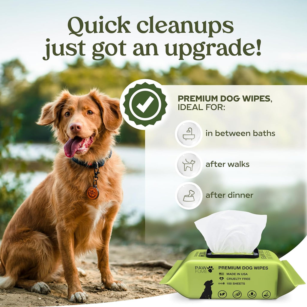 Dog Wipes, Unscented Pet Wipes, 2 Pack | Hypoallergenic Grooming Wipes for Eyes, Face, Butt & Paws; Clean, Deodorize and Tackle Tear Stain Wipes on Puppies