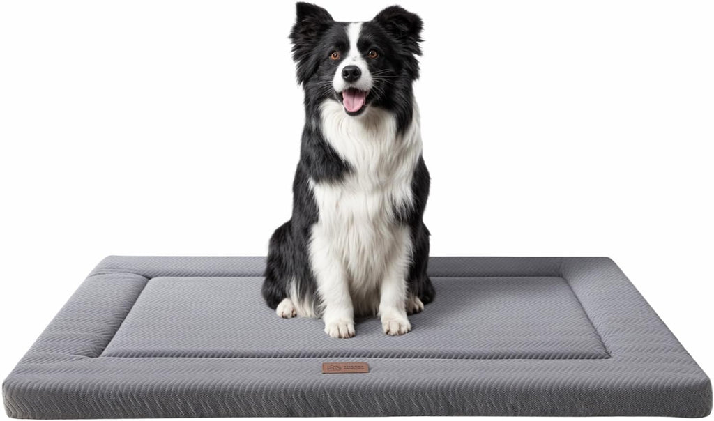 Dog Bed for Crate, Medium/Large Dogs Crate Bed,Washable Dog Beds Kennel Mat | Pet Beds Mat W/ Soft Wavy Plush Comfortable Anti-Slip Sleeping Mattress for Dogs & Cats,Gray