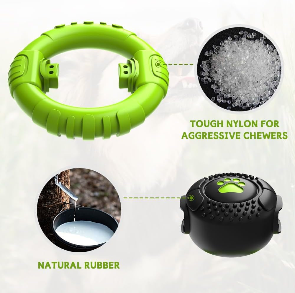 Dog Toys for Aggressive Chewers Large Medium Breed, Indestructible Squeaky Dog Chew Toys, Tough Nylon Rubber Interactive Dog Toys to Keep Them Busy