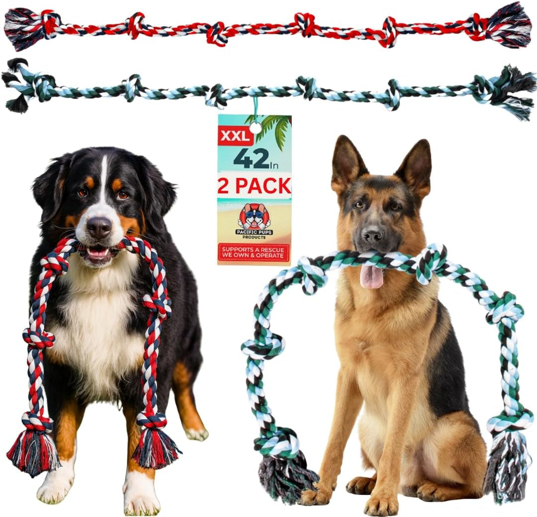 Giant Dog Rope Toys for Extra Large Dogs - 42 Inch, 6 Knot Tough Rope Chew Toys for Large Dogs - Benefits Non-Profit Animal Rescue - Indestructible Dog Toy for Aggressive Chewers