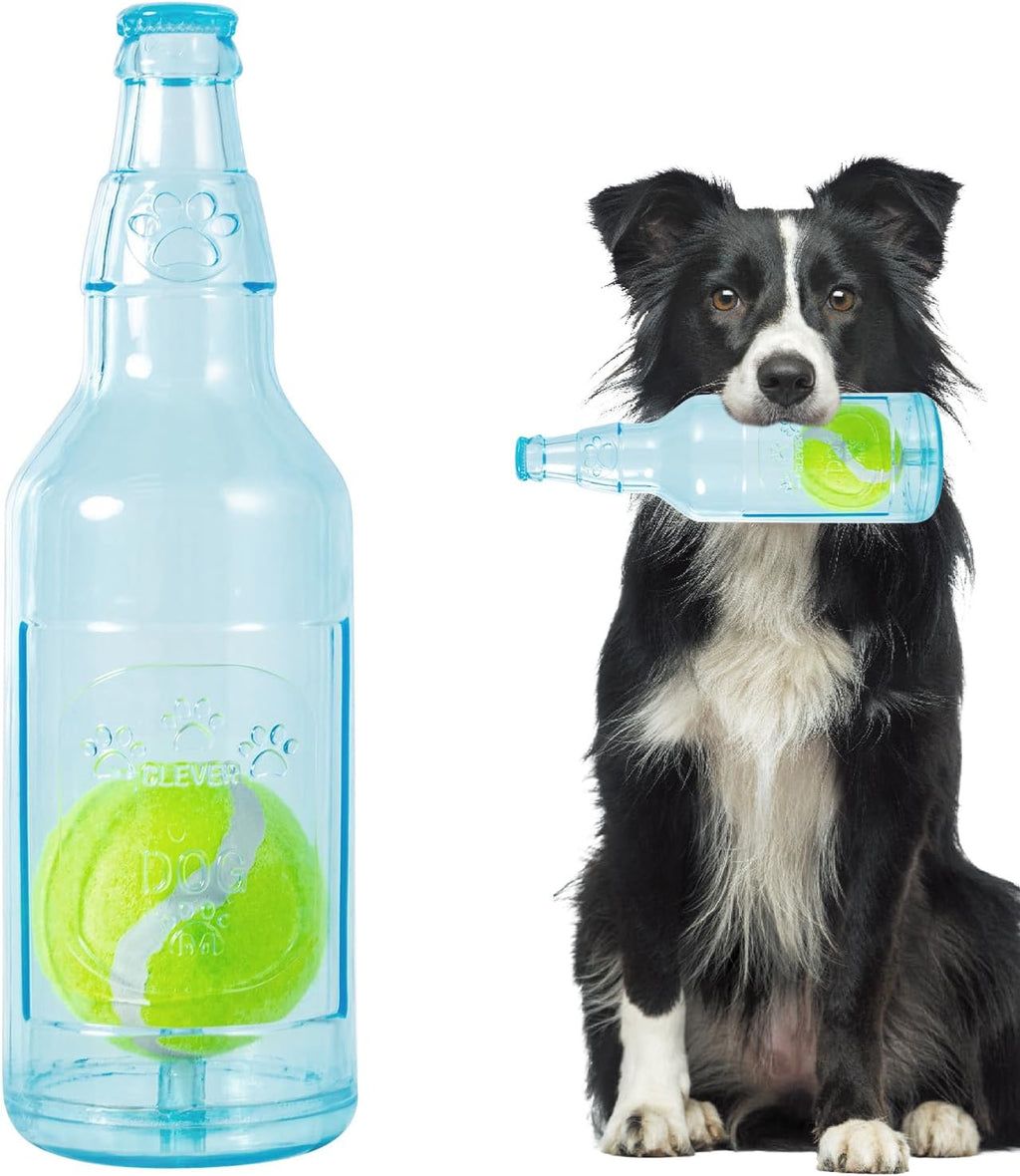 Dog Toy, Dog Squeak Toy, Floating Dog Toy, Interactive Fetch Toy for Play and Training, Bottle Shape with Tennis Ball inside (Set of Two Large)