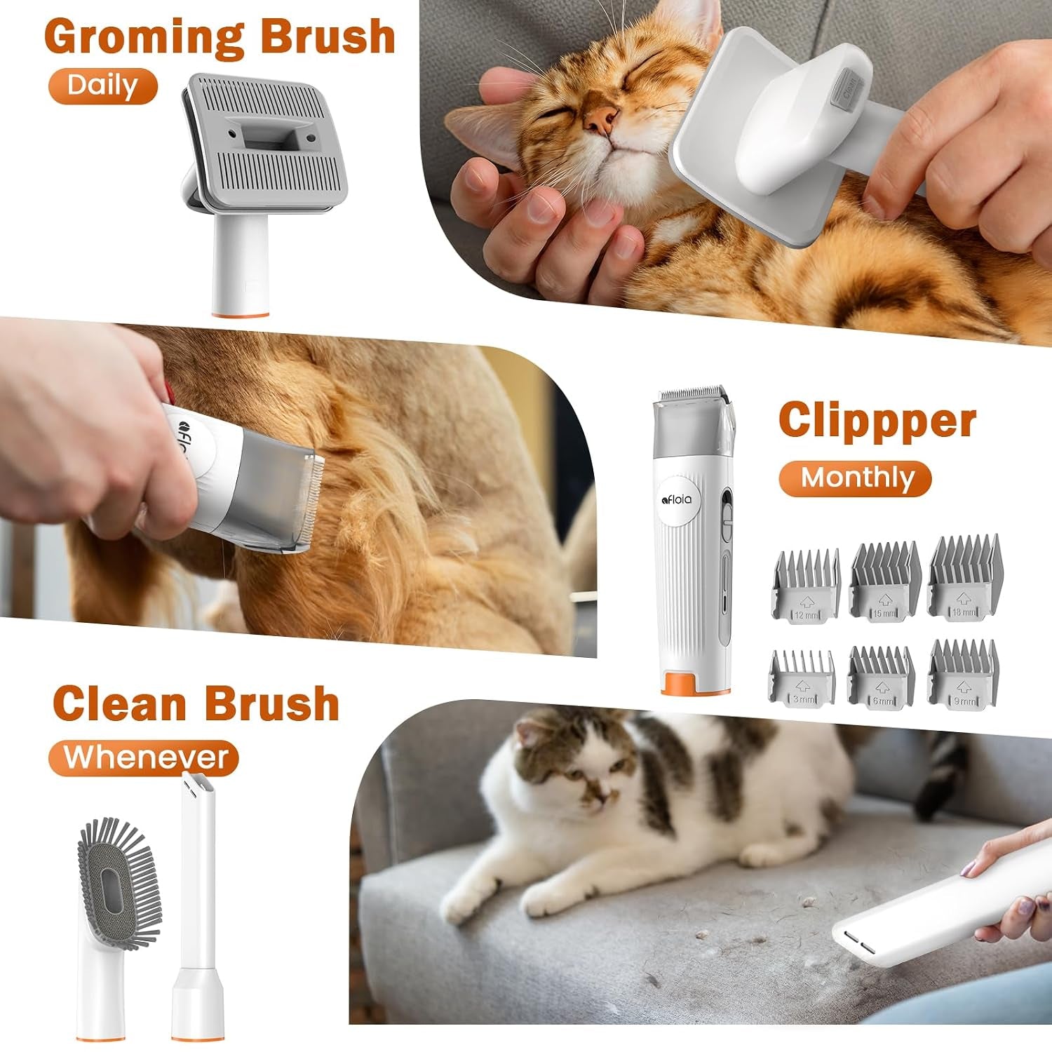Dog Grooming Vacuum Kit, 1.5L Tank, White | Contains Floating Fur during Coat Care, Helping Sofas, Floors and Clothes Stay Cleaner between Deep Cleans.