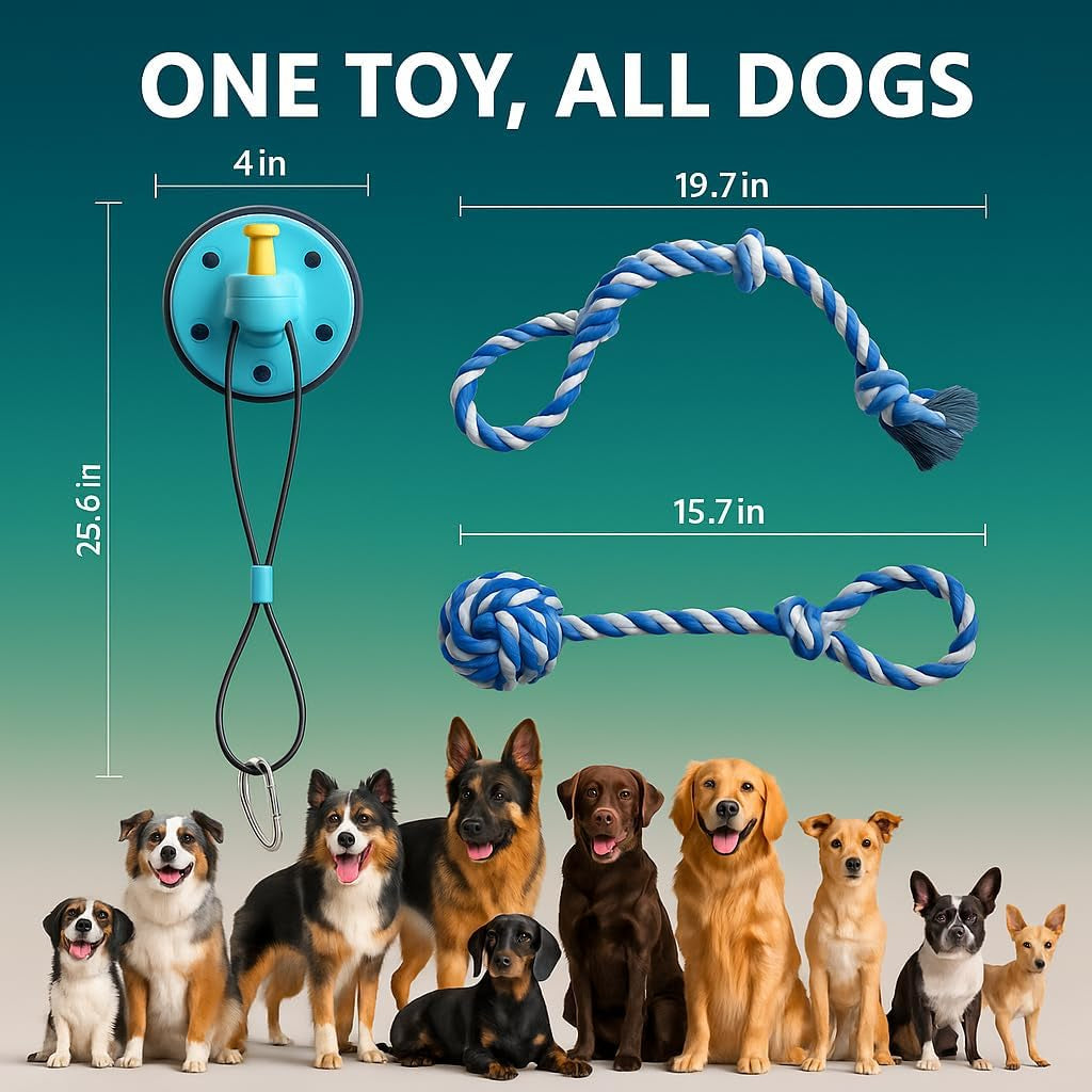 Dog Rope Toy with Suction - Perfect Dog Toys for Aggressive Chewers - Nearly Indestructible & Stimulating - Suitable for Large & Small Dogs & Puppies