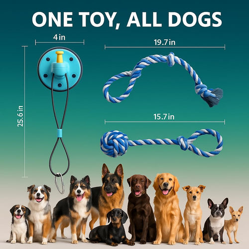 Dog Rope Toy with Suction - Perfect Dog Toys for Aggressive Chewers - Nearly Indestructible & Stimulating - Suitable for Large & Small Dogs & Puppies