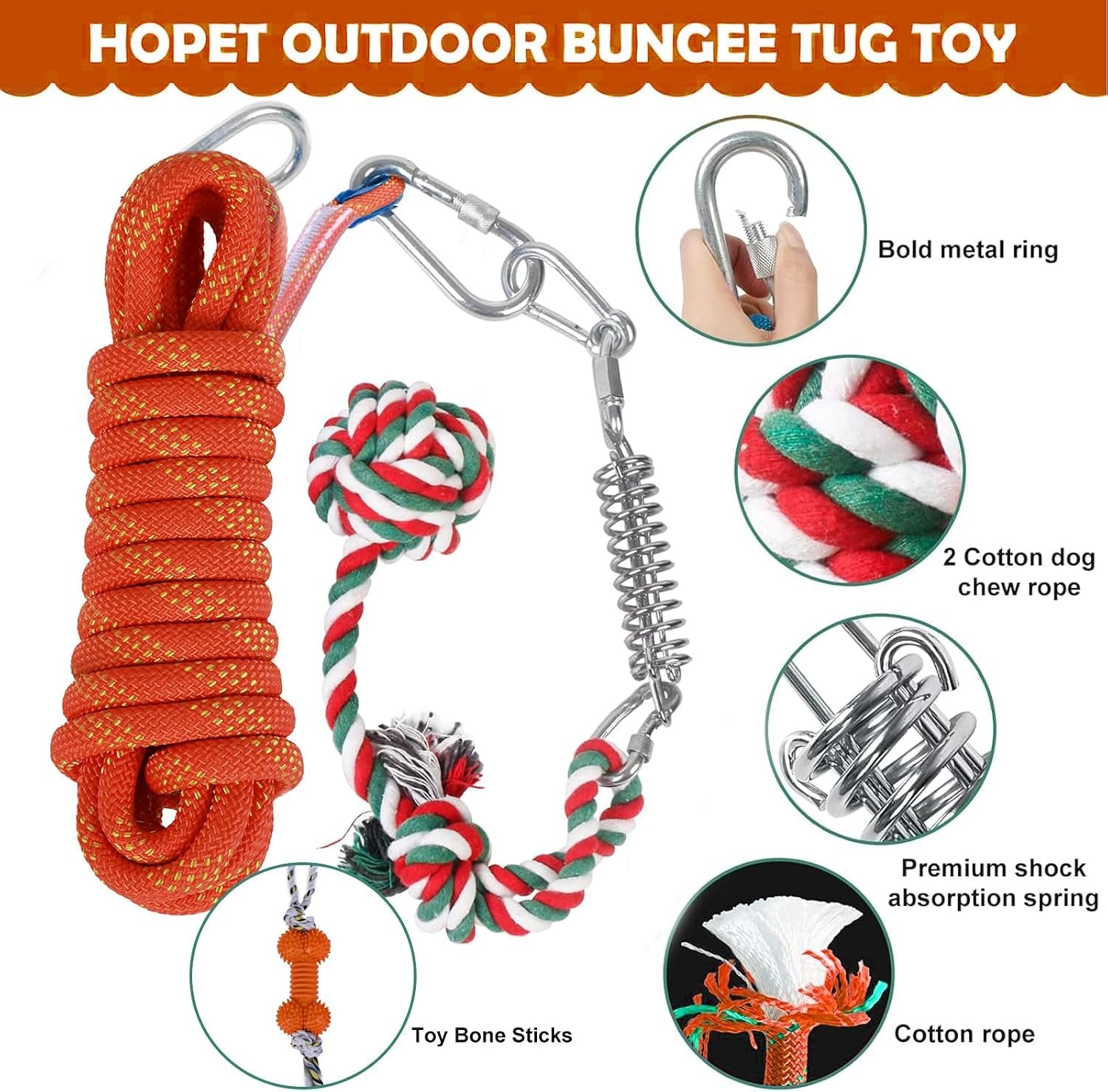Dog Rope Toys,Dog Outdoor Bungee Solo Hanging Toy,Tether Tug of War Dog Toys for Pitbull Small Large Aggressive Chewers Dogs to Exercise