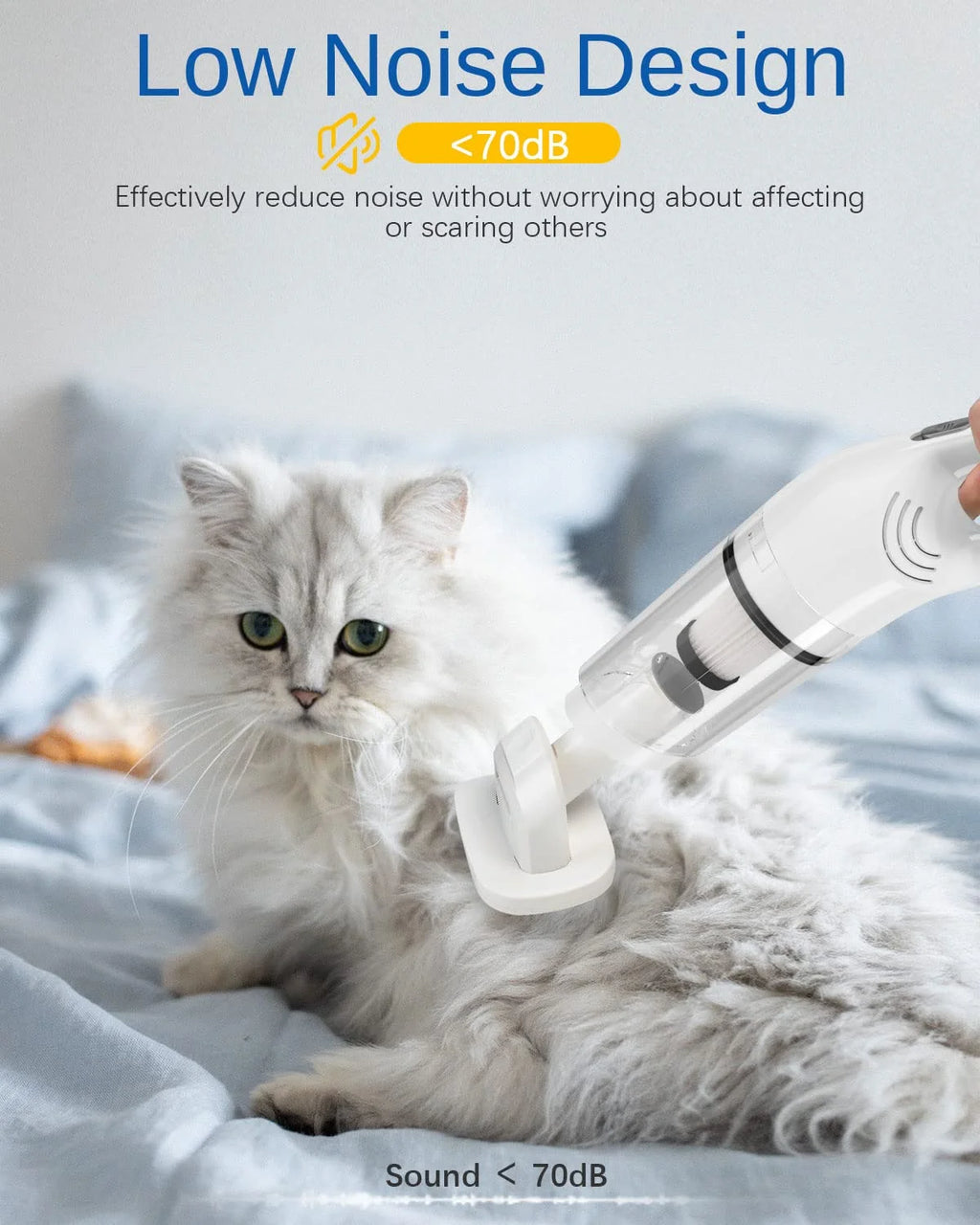 5-In-1 Handheld Pet Hair Vacuum & Grooming Brush, Low Noise Pet Vacuum for Shedding Grooming with Slicker Brush, Wireless Pet Vacuum Cleaner for Cats Dogs Hair