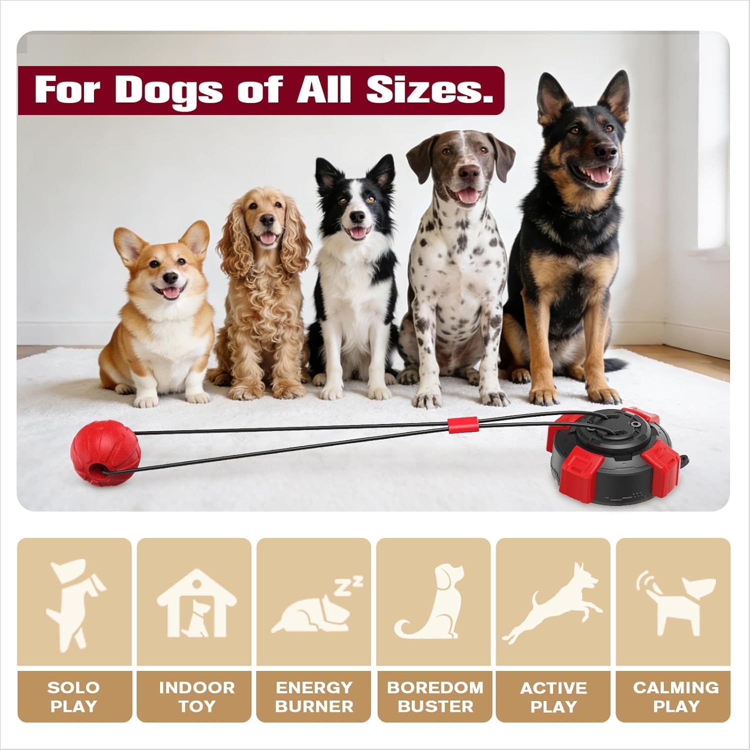 Upgraded Powerful Suction Cup Dog Toy - Cognitive Dog Toys -Tug of War Dog Toy for Aggressive Chewers Durable Puppy Molar Chew Toy with Teeth Cleaning Dog Enrichment Toys for Boredom & Anxiety Relief